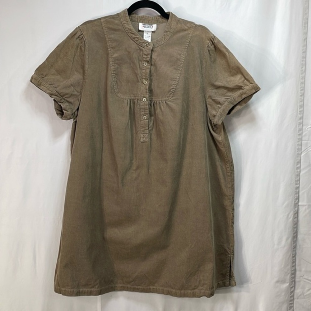 🦅 Main Street Blues mocha cordaroy short sleeve bib dress